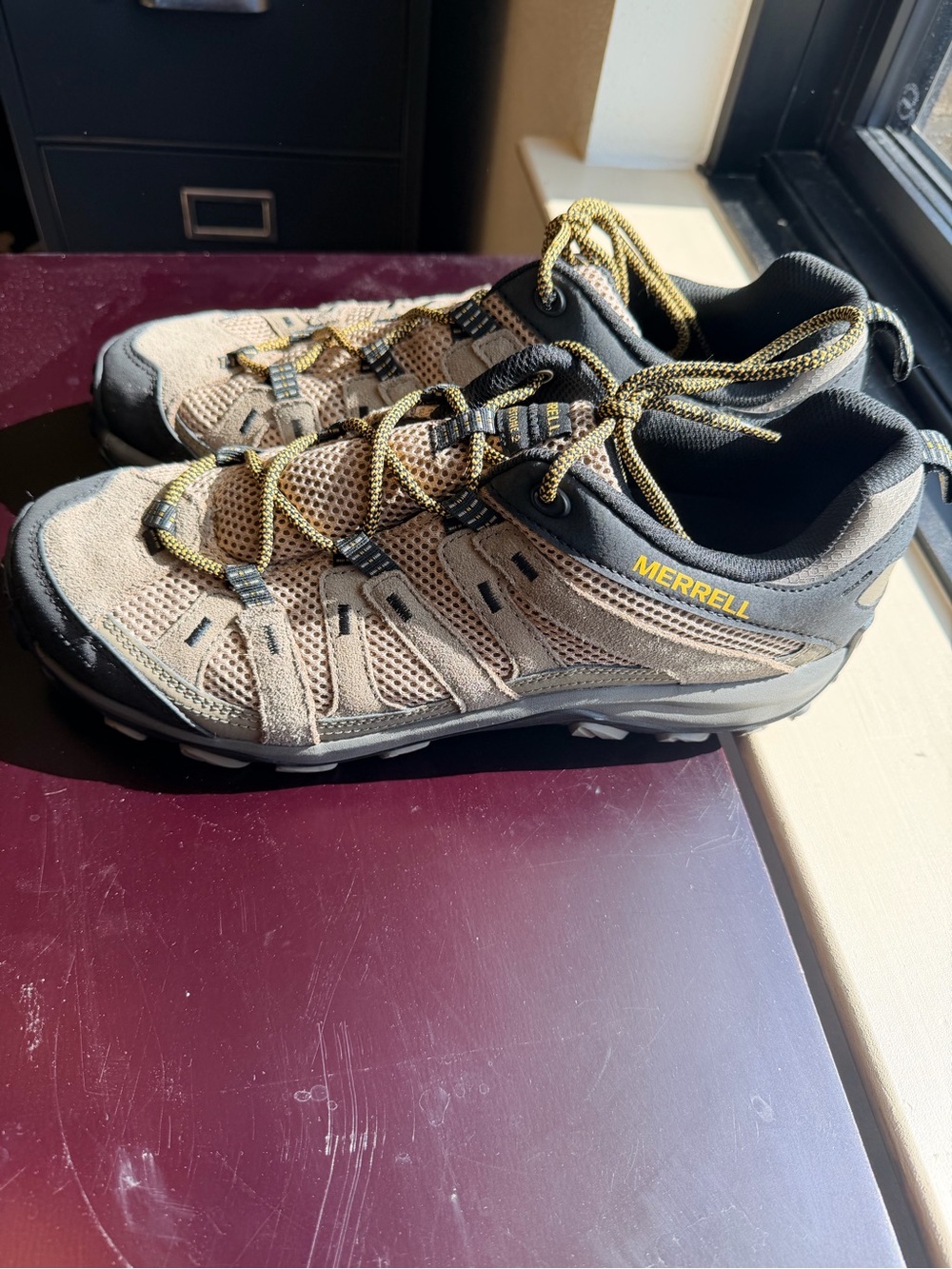 Merrell Men's Tan and Black Trail Hiking Sneakers
